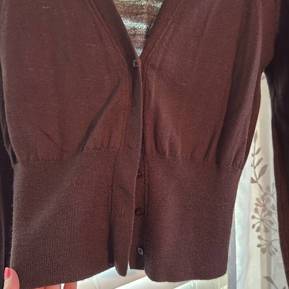 MODA International Dark Brown Cardigan Sweater - size S - Picture 2 of 4